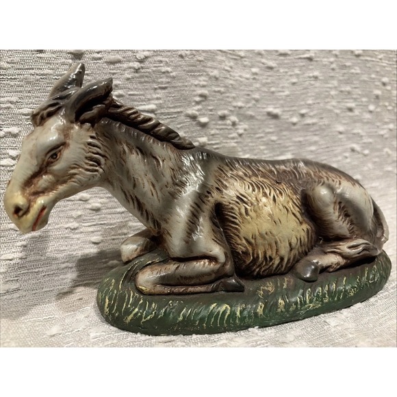 Vintage Nativity Chalkware Donkey Hand Painted Christmas‎ Italy